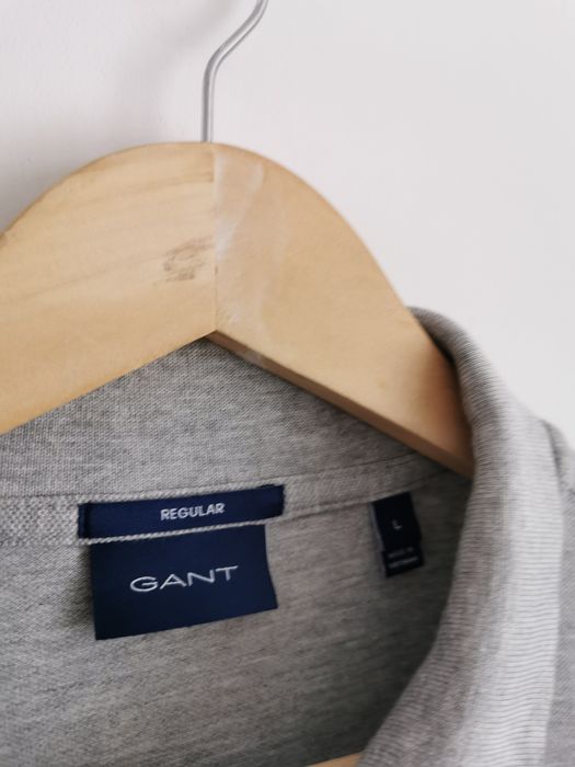 Gant polo długi rękaw logowana męska bawełna L