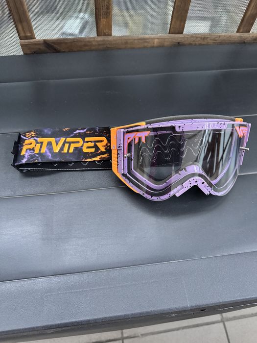Gogle PIT Viper brapstrap, szyba clear fiolet enduro