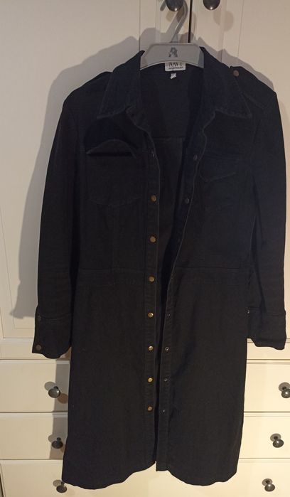 Sukienka płaszczyk bawełna zapinana czarna S M alternative vintage 90s