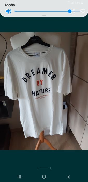 Tshirt zara M dreamer by nature biały kolekcja tkmaxx bawełna  koszulk