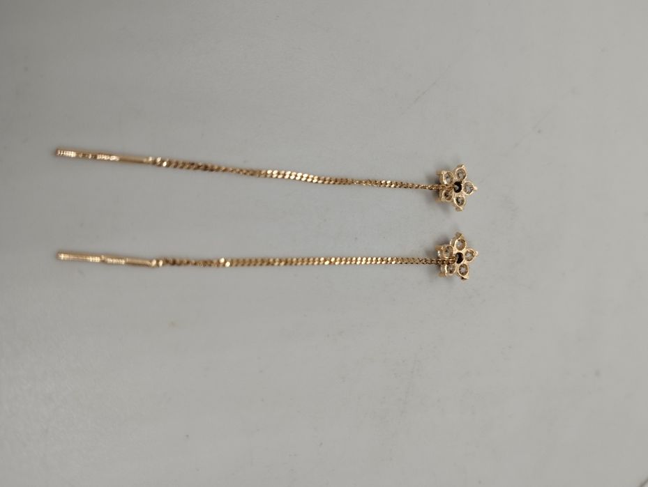 Золотые сережечки протяжки 1.11 грамма