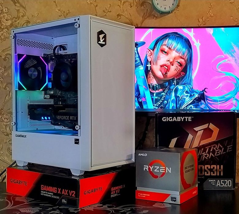 RTX3070+ Ryzen 5 5500+ 16Gb+ A520 AM4 DDR4 игровой компьютер