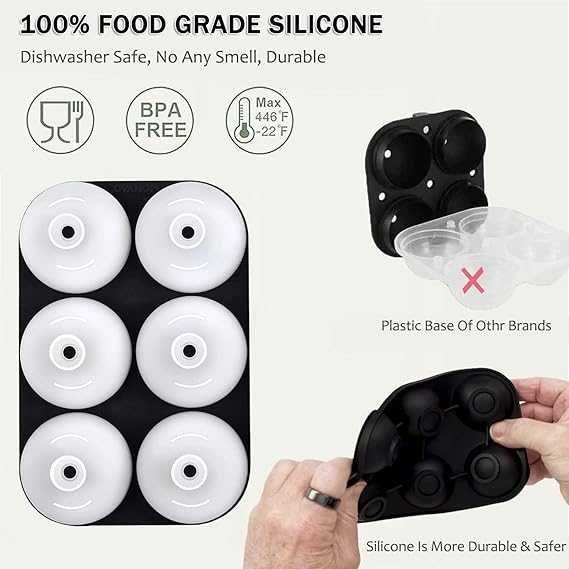 Silikonowa forma do kostek lodu 5cm nie zawiera BPA - 4 zestawy 24 szt