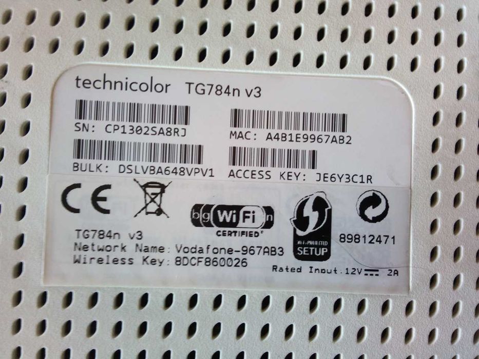 Router Technicolor TG784n V3, como NOVO!