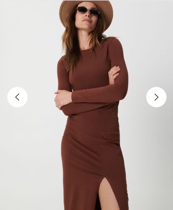 Сукня футляр з трикотажу. Шоколадна сукня з розрізами