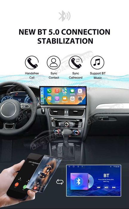 CarPlay Android Auto Radio FM RDS Android YouTube WiFi 4G MP3 MP4 GPS Nawigacja Audi A4 A5 Low 14,9 cala