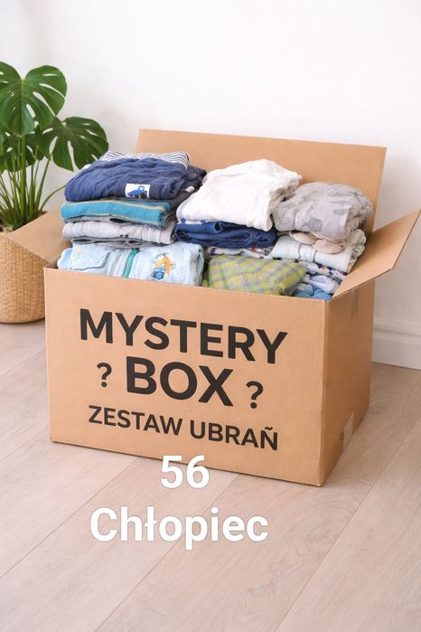 Mega paka ubranek 56 dla chłopca 0-3 mystery BOX zestaw ubrań