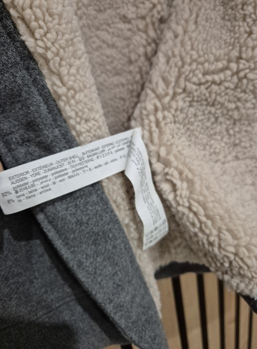Ciepły,  zimowy płaszcz Zara rozmiar 110. Baranek. Szary. Stan bardzo