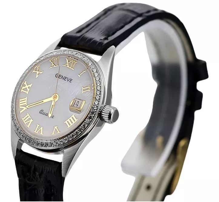 Zegarek damski z białego złota 14K na pasku z diamentami lwd078wdpr Gd