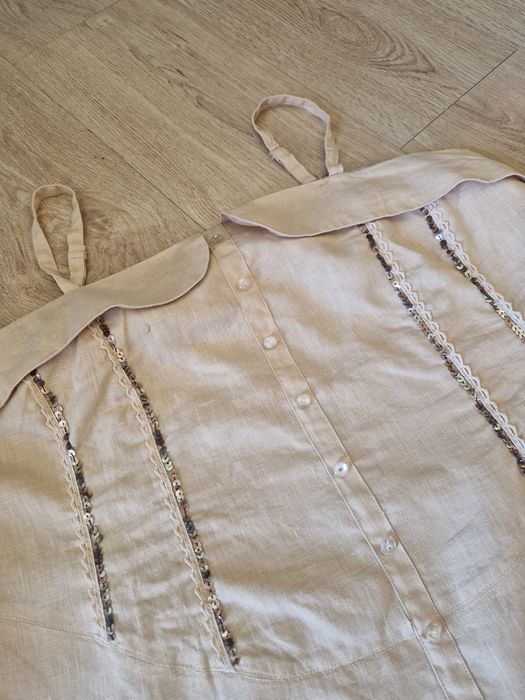 Bluzka koszulka letnia elegancka len XL