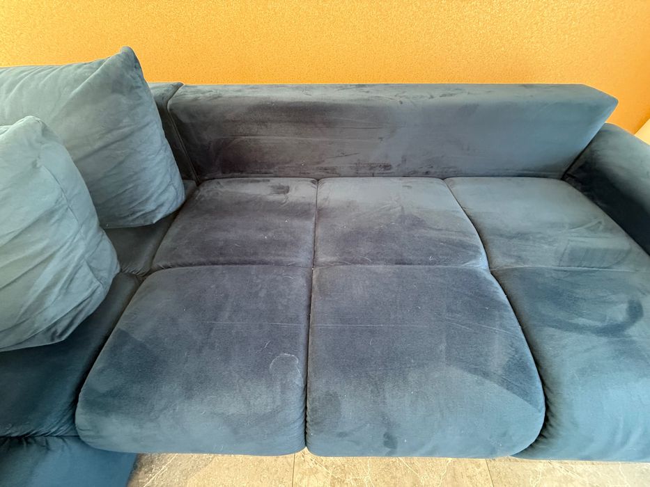 Kanapa narożnik granatowa welur. Agata Meble.