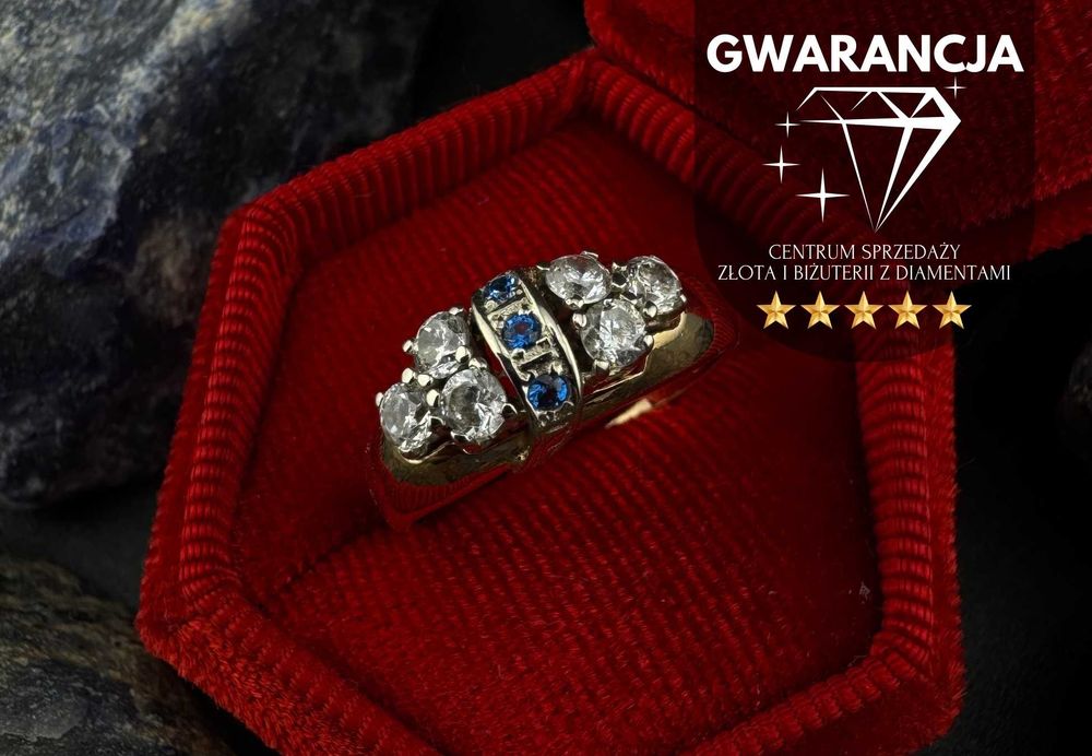Złoty Pierścionek Wykładany Cyrkoniami | JAK NOWY | 585 | 3.40g (S)