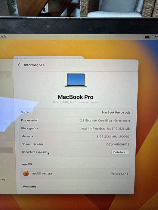 Macbook Pro 2017 13’’ 2.3GHz 1T disco