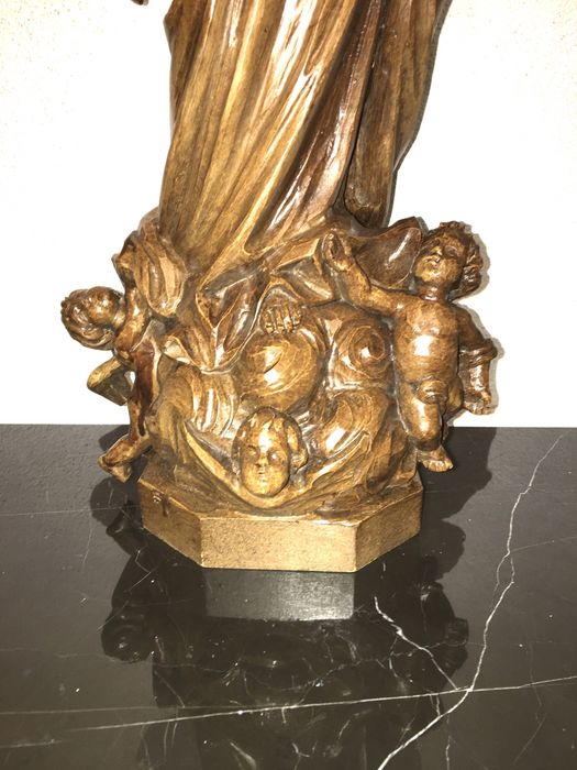 Santo, nossa senhora, imaculada conceiçao em madeira antiga, religioso