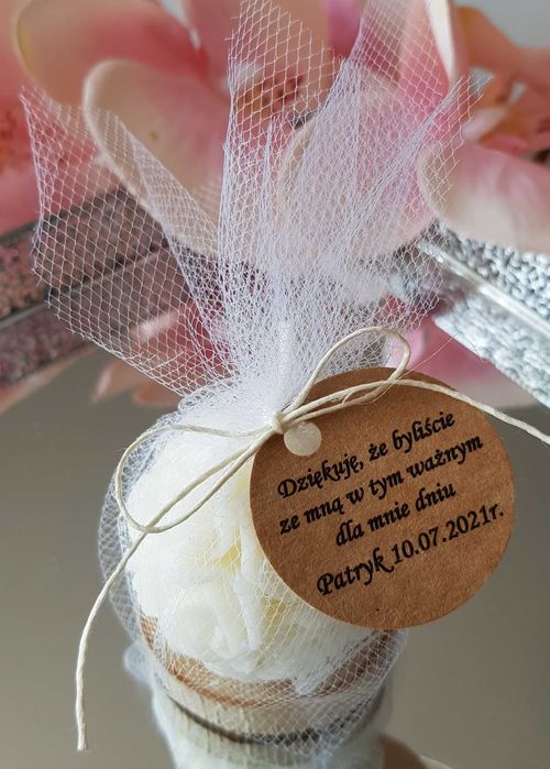 Podziękowanie dla gości weselnych eco drewno świeca