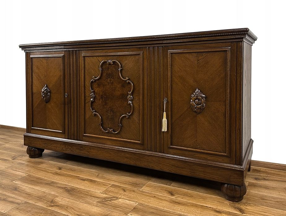 KOMODA BUFET w rzeźbione róże ANTYK 5 szuflad SZAFKA pod TV RTV