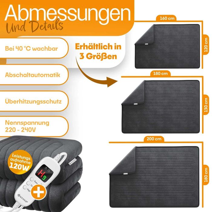 Електроковдра KESSER XXL 200x180см | Преміум Німеччина | Нова