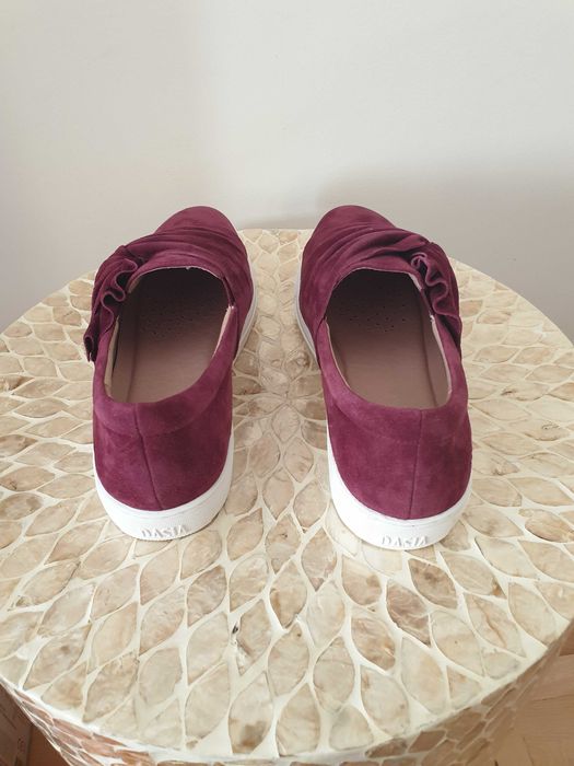 Buty mokasyny Dasia burgundowe 38 skóra trampki bordowe