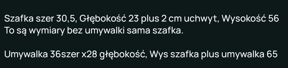 Umywalka z szafka do powieszenia
