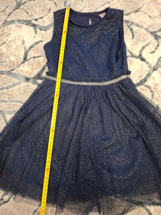 Granatowa, tiulowa sukienka dla dziewczynki,  rozm. 116