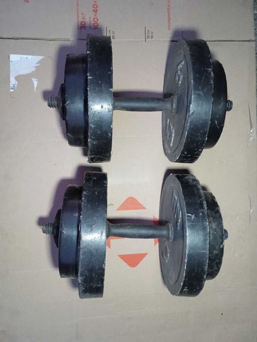 Гантели разборные по 16,5 кг, штанга, блины. Цена за пару.