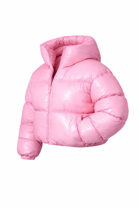 Пуховик рожевий лаковий