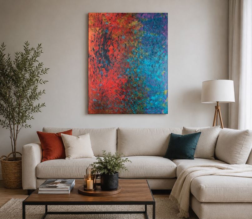 Potęga Muzyki – obraz abstrakcyjny akryl 50x70 cm, ręcznie malowany