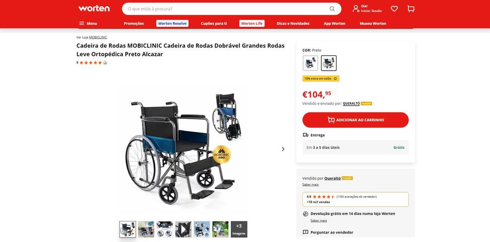 Cadeira de Rodas Mobiclinic Alcázar 46 cm Azul