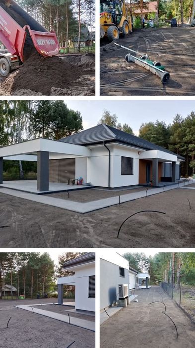 Niwelacja terenów~trawniki~żywopłoty~rębakowanie~ minikoparka~wycinka