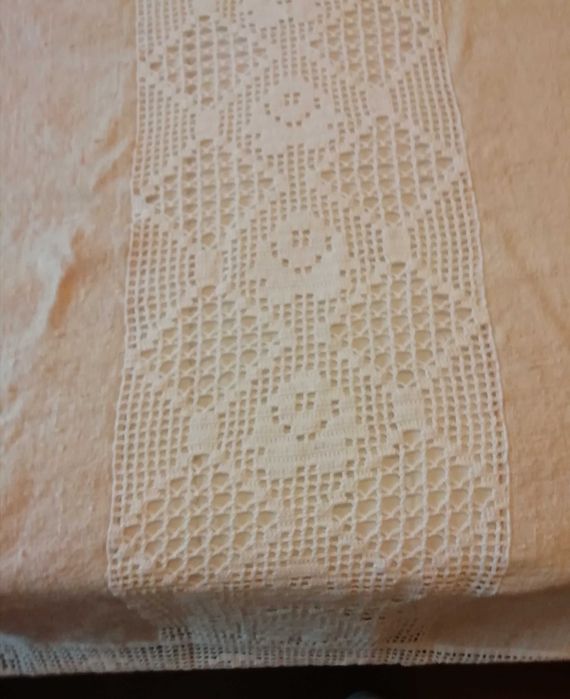 Colcha de estopa e renda64550364056066122