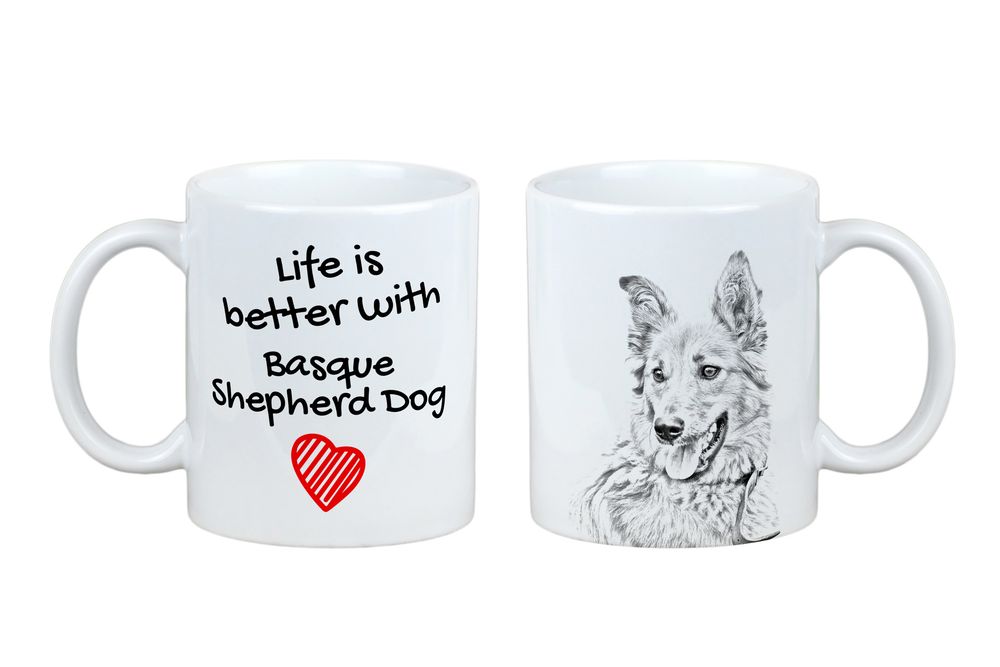 Owczarek baskijski kubek z psem life is better Art-Dog