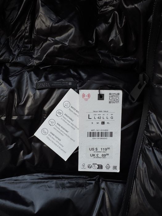 Жилет-Пуховик Zara Down Vest Оригінал Куртка Жилетка Мужской Черный