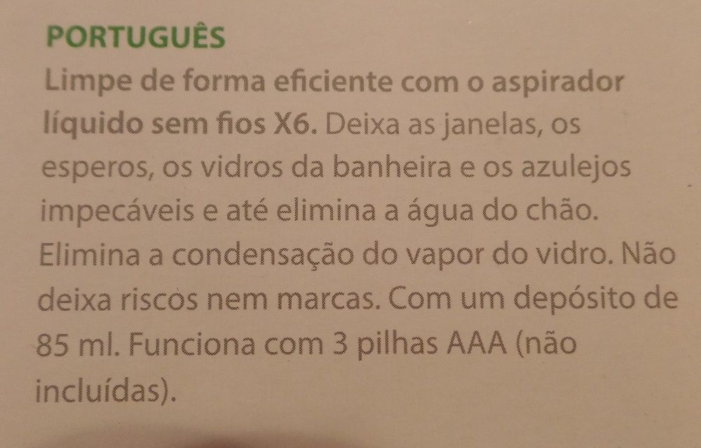 X6 Aspirador de Liquidos Novo/Selado (AR)