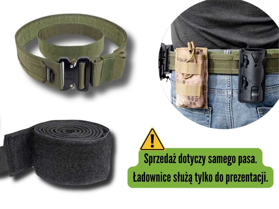 USZTYWNIONY Dwuczęściowy Pas Taktyczny MOLLE Ranger Green