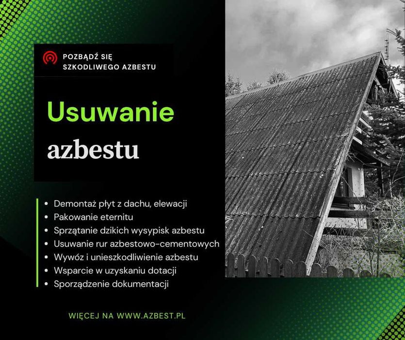 usuwanie ETERNITU demontaż AZBESTU odbiór transport utylizacja