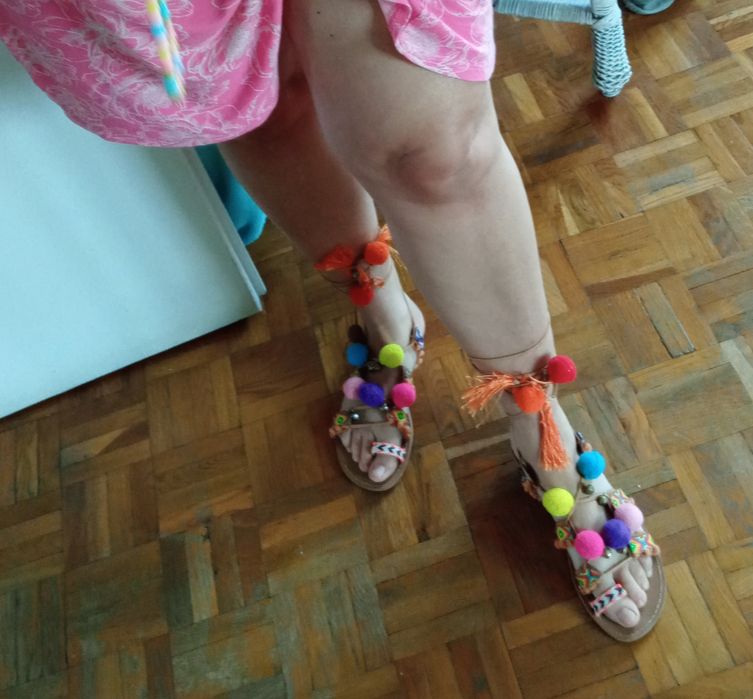 Sandały Boho frędzle pompony lato 37 Warszawa Mokotów