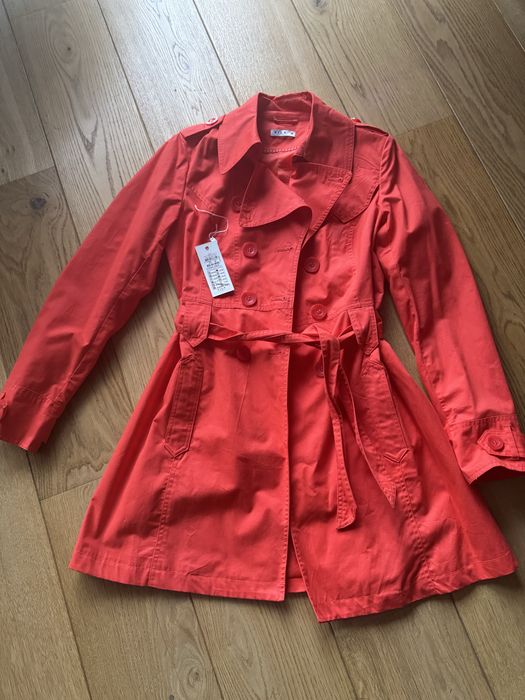 Płaszcz na wiosnę, przejściowy, pomarańczowy, firmy Vila Clothes,