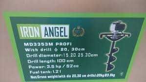 Мотобур Iron Angel MD3353PROFI в комплекті 2 бура 20см і 30 см Х 100см