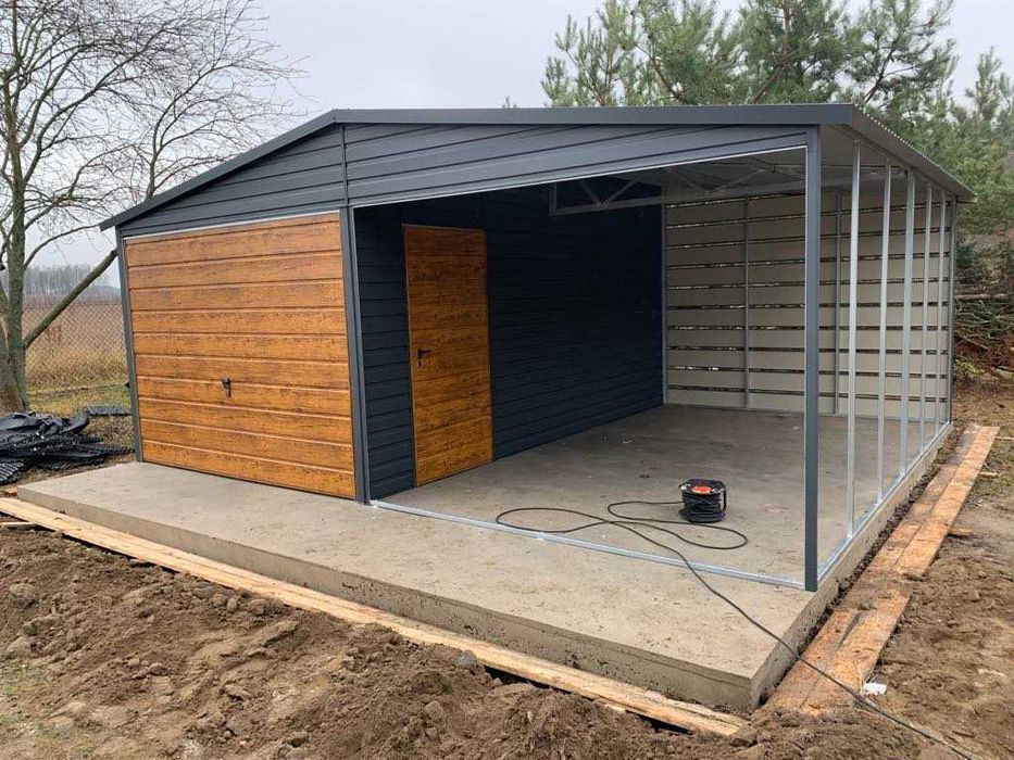 Garaż blaszany, wiata Wzmocniony PROFILAMI Producent SZYBKA REALIZACJA