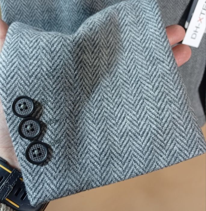 DANIEL HECHTER DH-XTENSION Męska Marynarka Szara Wzór Herringbone 60%