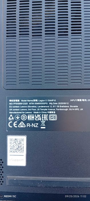 Portátil gaming Lenovo Legion 15ahp10