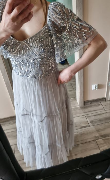 Amelia Rose Sukienka Wieczorowa cekiny siatka L XL