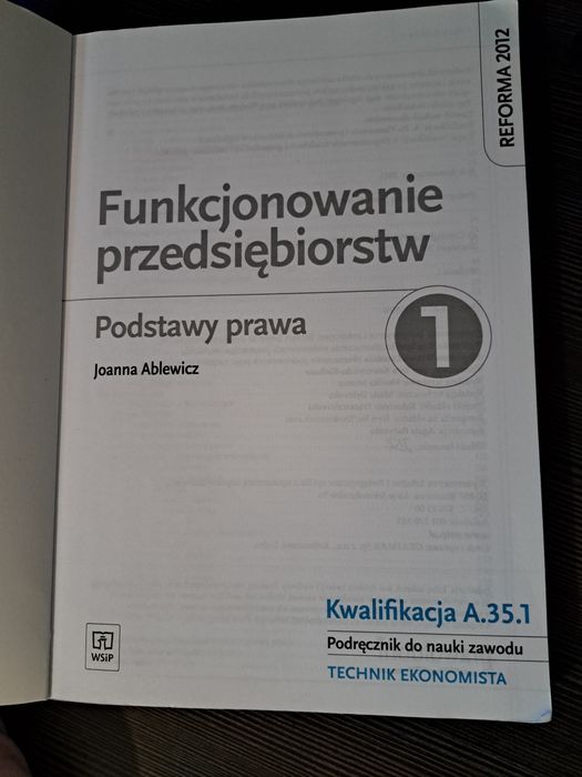 Podręcznik funkcjonowanie przedsiębiorstw 1  podstawy prawa wsip