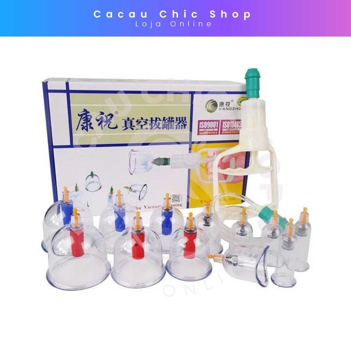 Kit 12 Copos Ventosas + Bomba Massagem Ventosaterapia Vacuoterapia ...