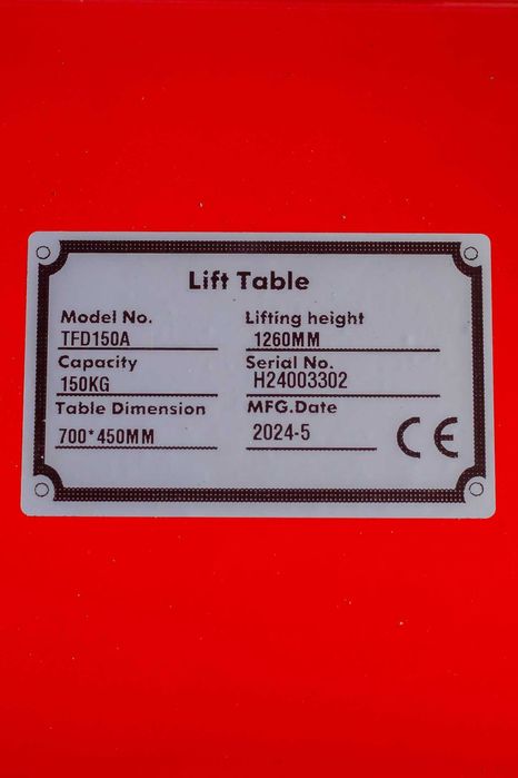 Mesa elevatória manual - 150 kg / 1.26 m de elevação