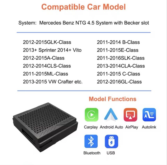 MERCEDES  Carplay/Android Auto BOX Becker NTG4.5