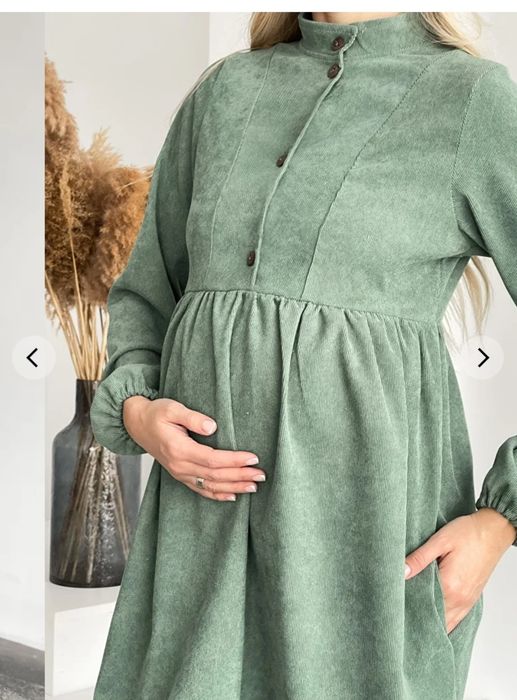 Вельветова сукня для вагітних та годуючих фісташка