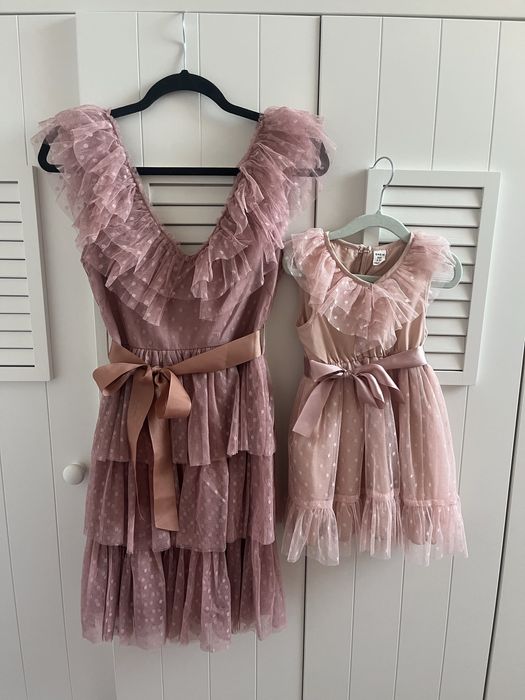 Sukienki mama corka rozowe/ brzoskwiniowe