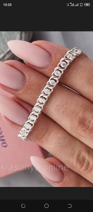 Жіночий срібний ланцюжок з білим камінням 925° проби 50 см 16.80грм