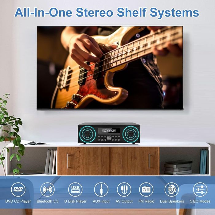 Domowy System Stereo z Odtwarzaczem CD DVD - Radio FM - Wejście AUX